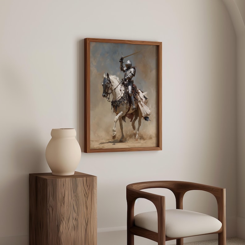 Medieval Knight Wall Art Print, Warrior Horse Painting, Historical ...