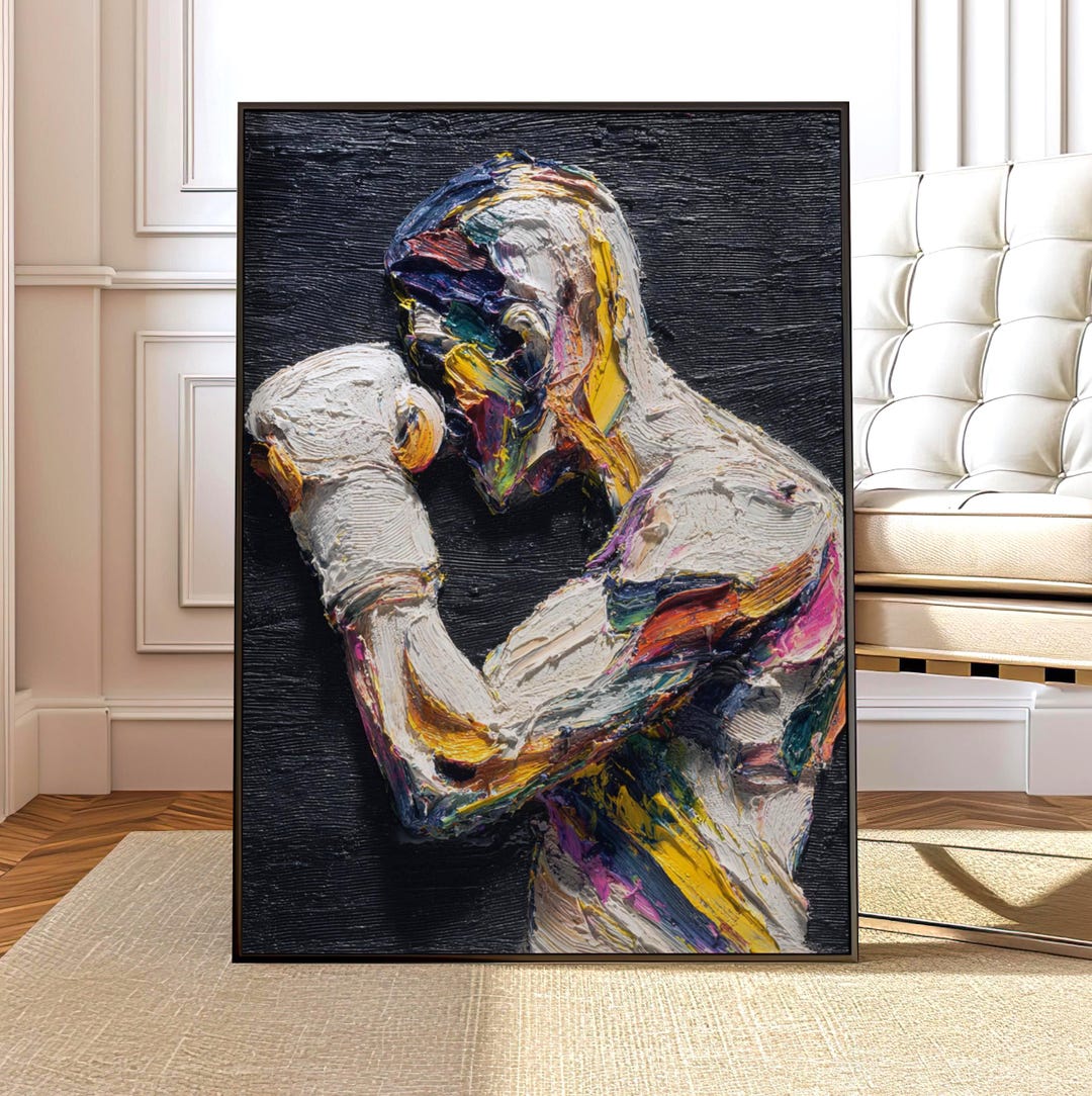 Faceless Muay Thai Fighter Wall Art Print | Abstract Boxing Warrior ...