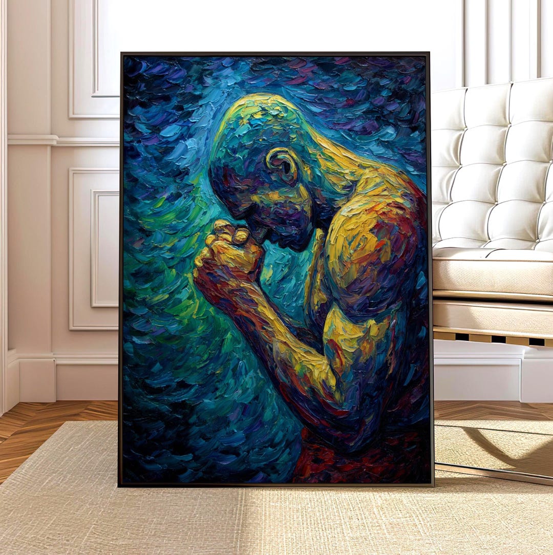 Boxing Mindset Artwork, Focused Fighter Abstract Painting, Discipline ...