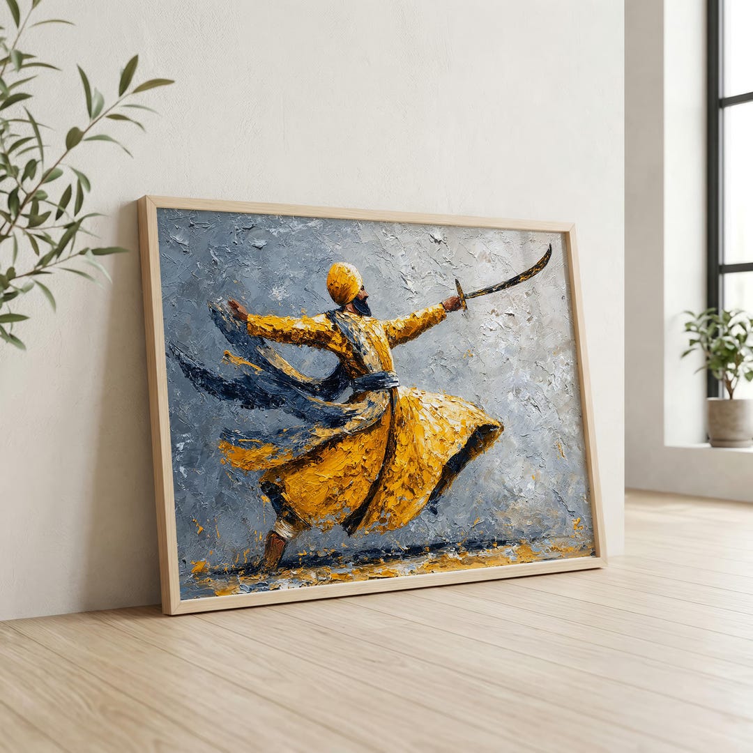 Guru Royal Robe Guru Sikh Warrior Wall Art Print, Khalsa Nihang Singh Painting, Gold ...