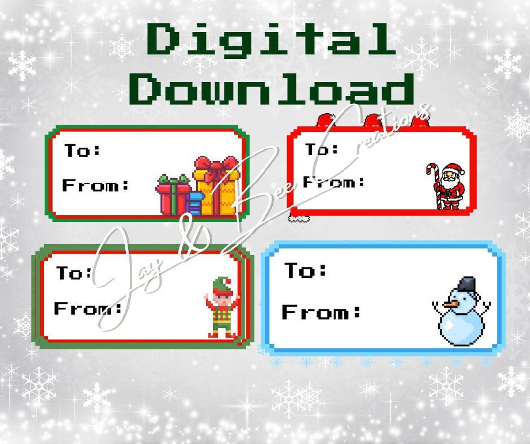 8-bit Christmas Gift Tags | Retro Video Game Pixel Art (digital ...