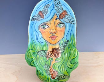 Handmade Decorative Cicada Plate - Summer Art