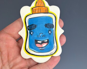 Hand-Painted Porcelain Glue Magnet - Quirky Fridge Decor
