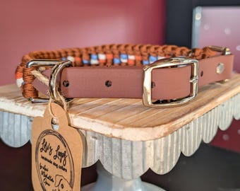 Collar ajustable para perros de paracord color caramelo y BioThane (R)