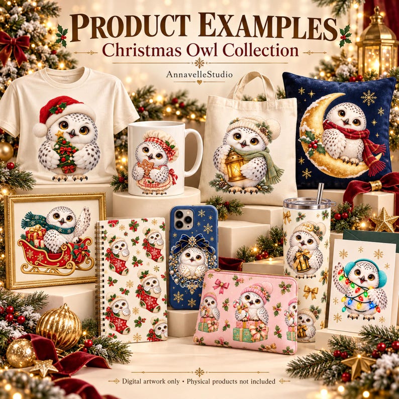 Christmas Owl Clipart: 10 PNG Designs With Transparent Backgrounds ...