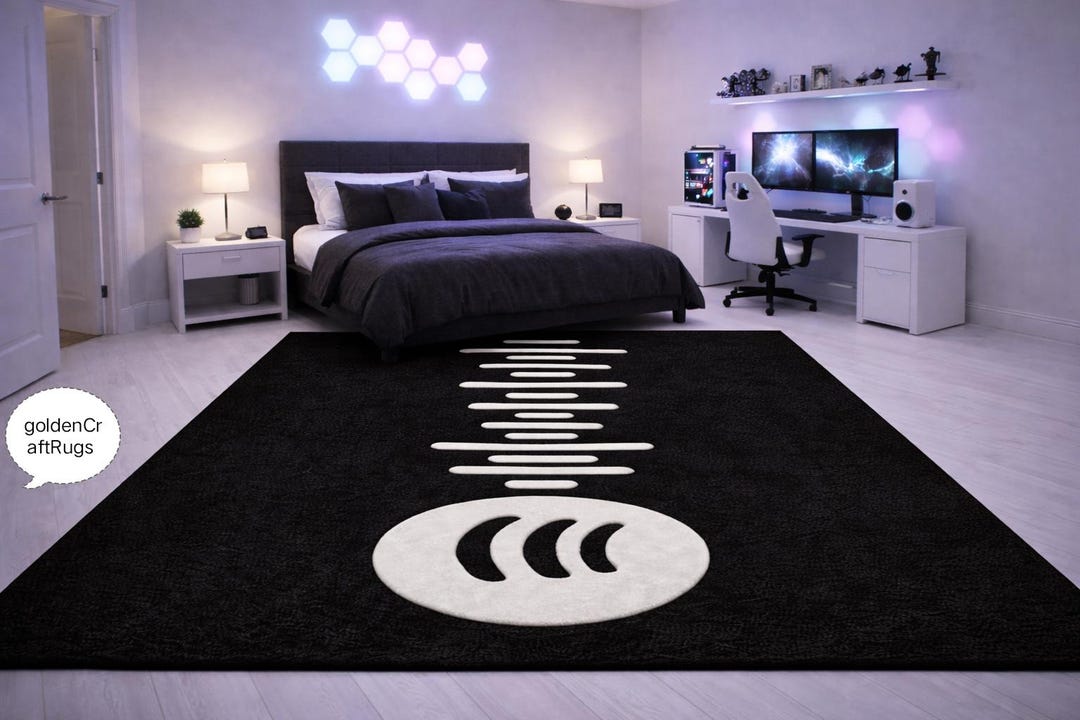 Hand Tufted Cotton Area Rug: Futuristic Black White Abstract Design - Etsy
