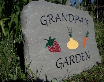 Grandpa's Garden Sign Engraved Stone