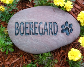 Engraved Pet Memorial Stone with Paw Print