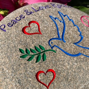 Peace & Love Engraved Stone - Etsy