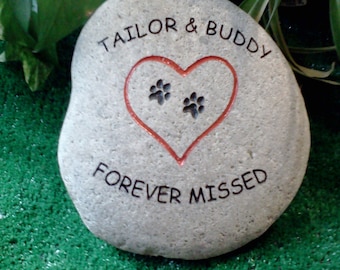 Engraved Pawprints Pet Memorial Stone