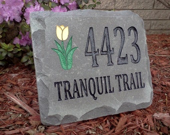 Home Address Sign Engraved Stone