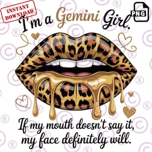 Gemini Zodiac Lips, png PNGEgg | Luipaardprint, gouden druppel (digitale download)