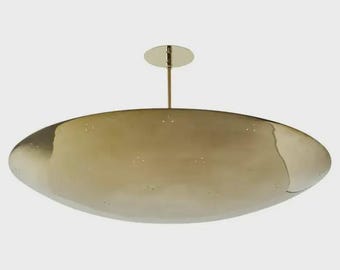 Lámpara de araña de cúpula de latón estilo moderno de mediados de siglo / Lámpara de techo empotrada perforada de 6 luces con 2 varillas de 5" y 1 varilla de 2".