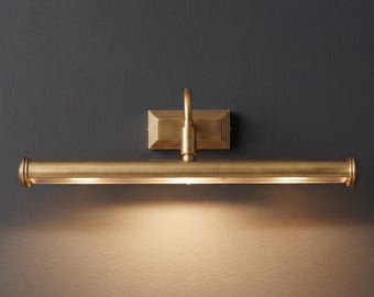 Raw Brass Picture Light: Mid-Century Modern Wall Sconce (24") Italian wall fixture