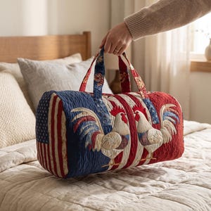 Freedom Feathers Quilted Duffle Bag, Boho Travel Bag, Feather Weekender Bag, Adventure Carry On Duffle, Women Travel Bag