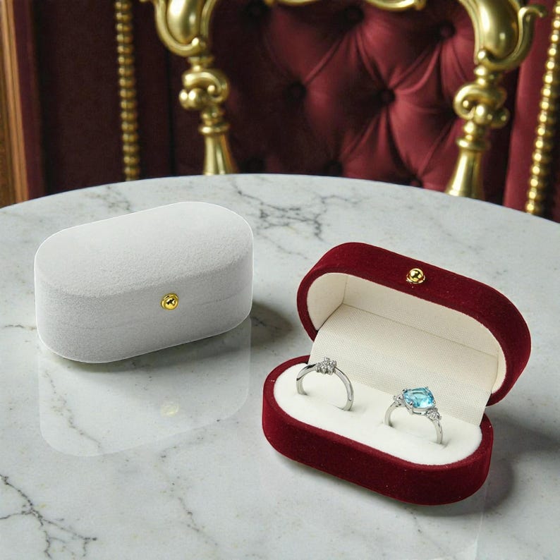 Velvet Double Ring Box | Elegant Engagement, Wedding and Proposal Ring ...