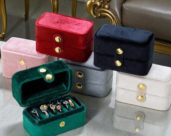 Velvet Ring Box Jewelry Organizer | Luxury Ring Storage Case | Engagement Wedding Ring Holder | Gift Box for Rings | Multiple Colors