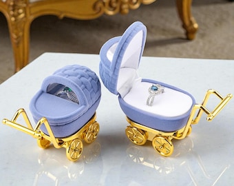 Velvet Baby Carriage Jewelry Box – Ring, Necklace, Keepsake Gift