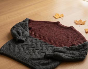 Patrón de suéter de punto trenzado / Top grueso de gran tamaño / Descarga en PDF
