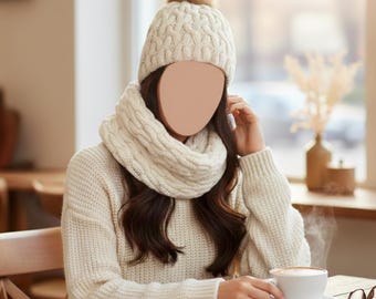 Conjunto de accesorios de punto cable moderno: Patrón PDF de gorro y bufanda DIY