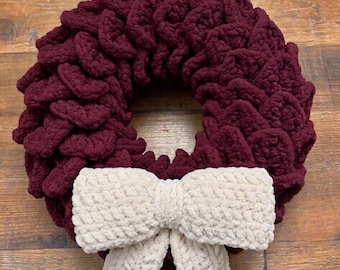 Corona de crochet gruesa con lazo / Patrón digital en PDF