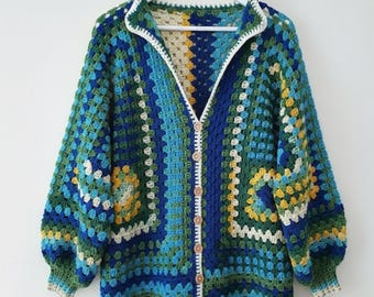 Patrón de crochet para cárdigan hexagonal Horizon / Descarga digital en PDF / Tallas XS-5XL