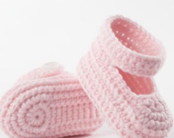 Patrón de zapatitos de bebé a crochet – Patrones de botitas Mary Jane – Instrucciones en PDF para bebés de 3 a 18 meses