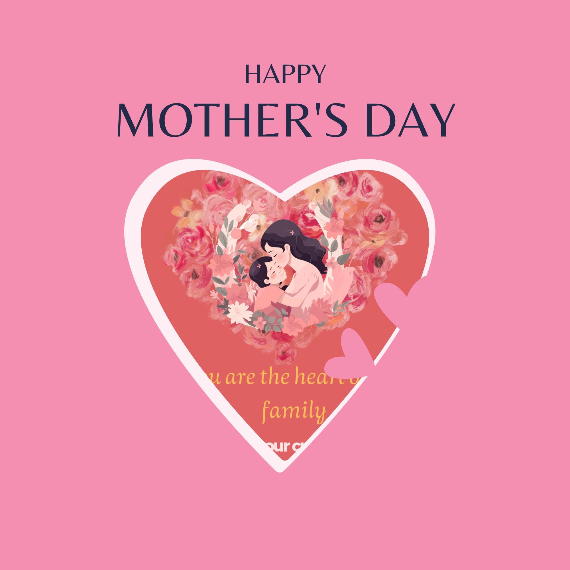 Editable Canva Mother's Day Card Template | Floral Heart Printable ...