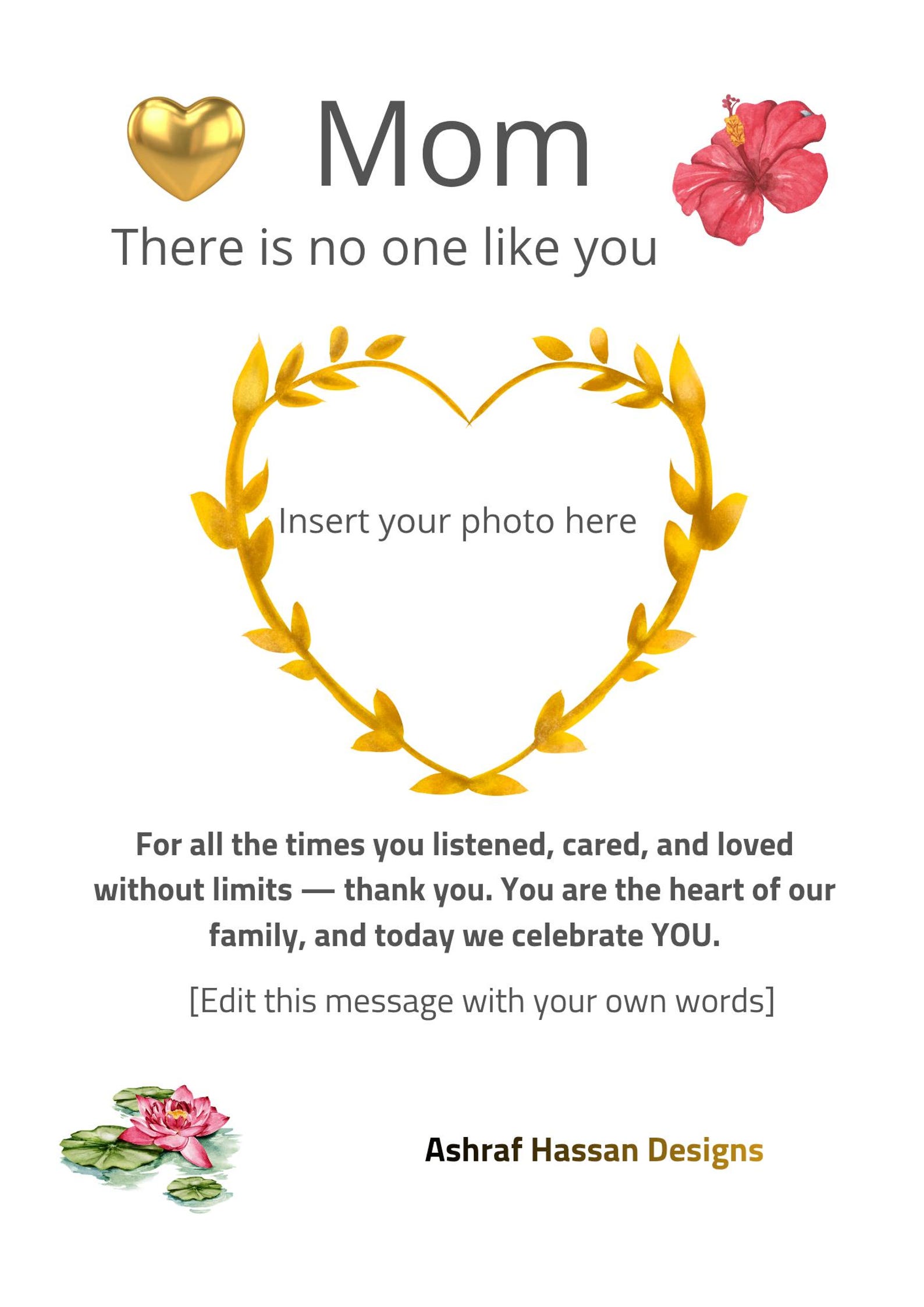 Editable Mother's Day Card | Printable Greeting Card for Mom | Canva ...