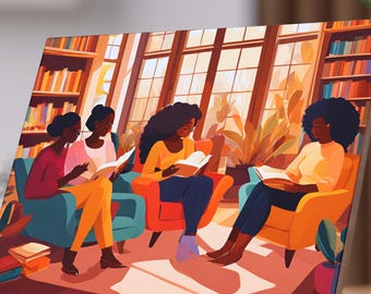 Black Women Readers Ceramic Art Tile | African American Book lover Decor l Melanin Bookish Gift