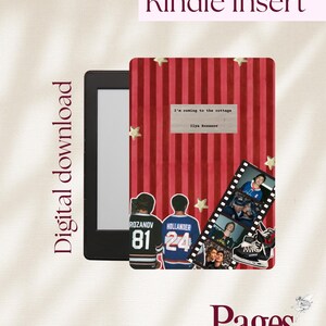 Può includere: Un inserto Kindle scaricabile digitalmente con una copertina a righe rosse, con il testo "I'm coming to the cottage" e "Ilya Rosanov". Include immagini di maglie da hockey e una striscia di pellicola. Sono visibili anche le parole "Download digitale" e "Pagine".