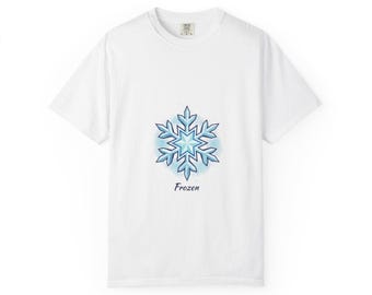 Blue Snowflake Frozen Design T-Shirt | Winter Snow Crystal Tee