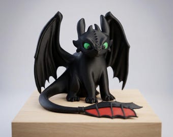 3D Printed Black Dragon Figure – Desk Decoration – Anime/Fantasy Style Figure – Unique Gift – Decorative Figure – Dragon Figure