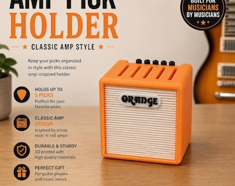 Orange Style Guitar Pick Holder – Vintage Amplifier Pick Holder – Gift for Guitarists