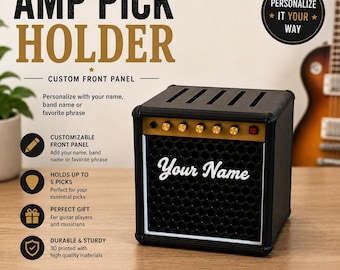 Customizable Guitar Pick Holder – Amplifier Style Pick Holder – Gift for Guitarists and Musicians
