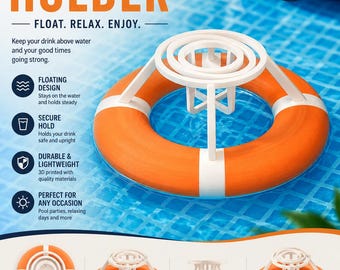 Floating Pool Drink Holder for 330ml Can – 3D Printed Pool Can Float, Floating Soda Holder, Pool Party Accessory, Summer Gift