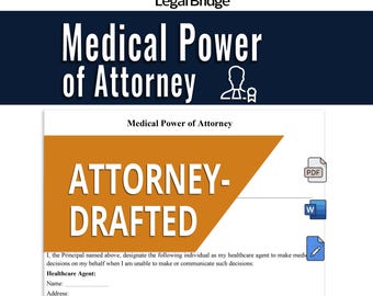 Medical Power of Attorney Template Editable Health Care POA Form PDF Word Instant Download
