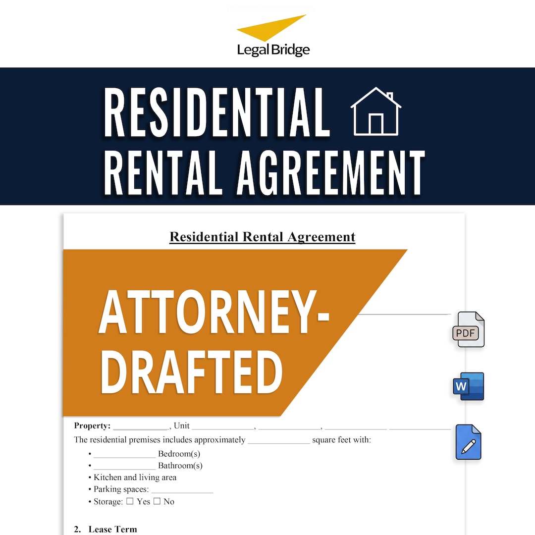 Editable Residential Rental Agreement Template | Instant Download Lease ...