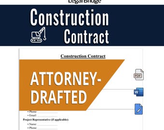 Construction Contract Template Editable Residential Renovation Agreement PDF Word Instant Download