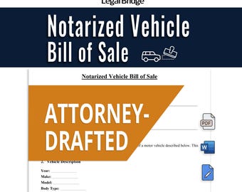 Notarized Vehicle Bill of Sale Template Printable Contract Editable Google Docs Word PDF Download