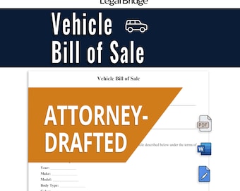 Vehicle Bill of Sale Template Editable Printable PDF Word Instant Download Private Transfer Form