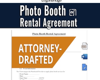 Photo Booth Rental Agreement Template Editable 360 Wedding Event Contract PDF Word Instant Download