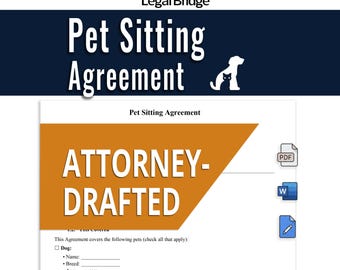 Pet Sitting Contract Editable Dog Sitter Agreement Form PDF Word Instant Download