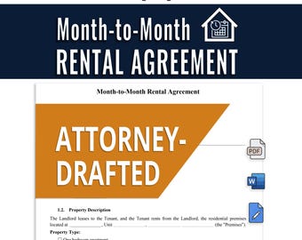 Month to Month Rental Agreement Template Editable Printable PDF Word Instant Download Landlord Form