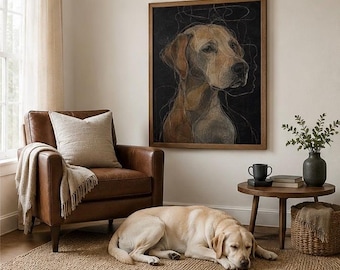 Abstract Labrador Charcoal Drawing | Modern Pet Portrait (Digital Download)