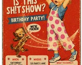 Sarcastic Birthday Invitation Template, Funny Adult Party Invite, Vintage Retro Canva Editable Download