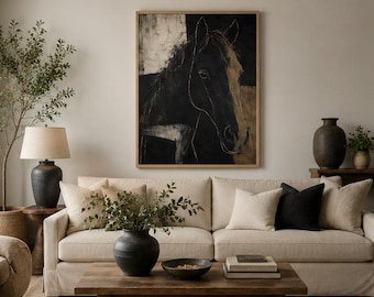 Abstract Horse Charcoal Drawing | Minimalist Equine Wall Art (Digital Download)