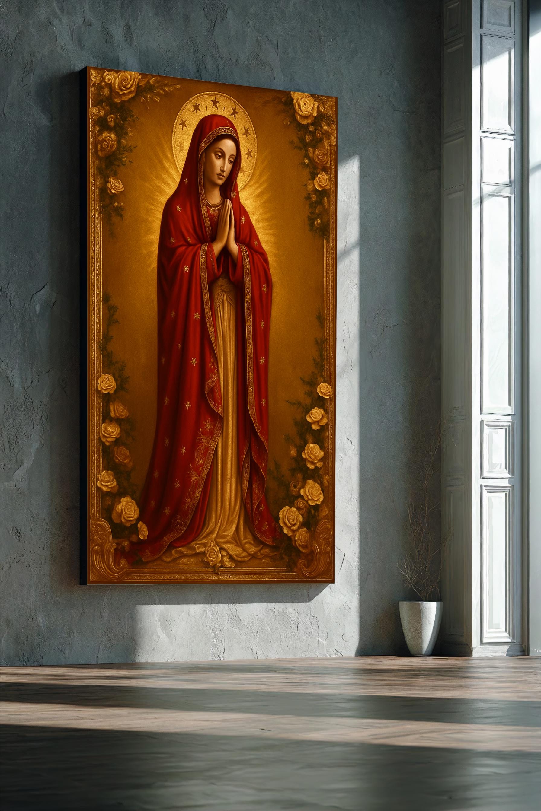 Virgin Mary Prayer Canvas Wall Art Print, Sacred Madonna Religious ...