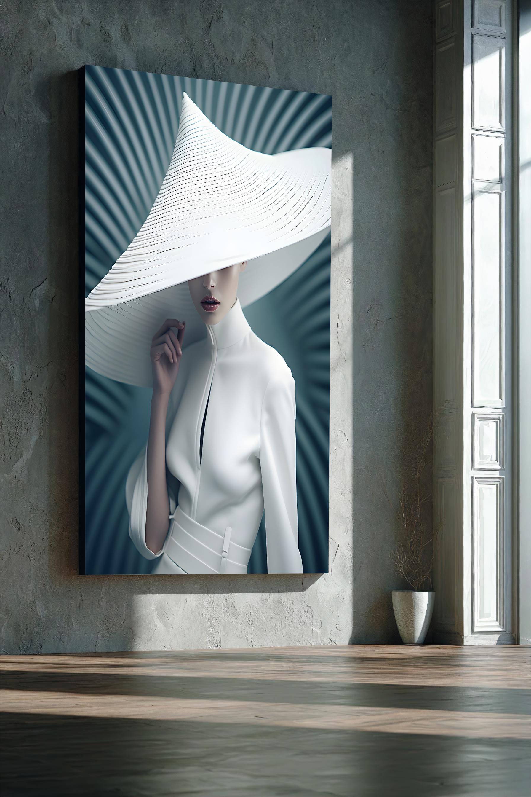 Minimalist Fashion Portrait Canvas Print Futuristic Woman Wall Art ...