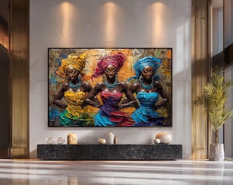 African Women Oil Painting Style Modern Design Canvas Print Home